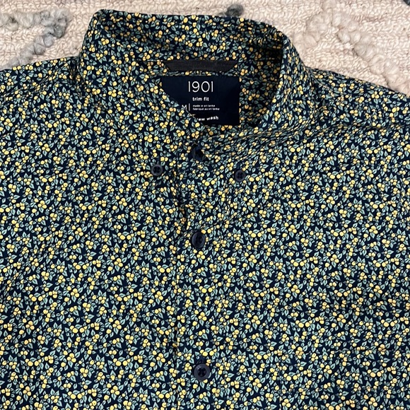 Nordstrom 1901 Floral Print Short Sleeve Shirt Mens US M - Picture 2 of 5